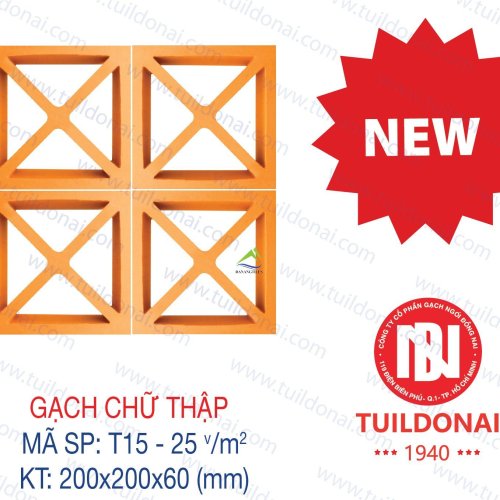 GẠCH THÔNG GIÓ CHỮ THẬP T15