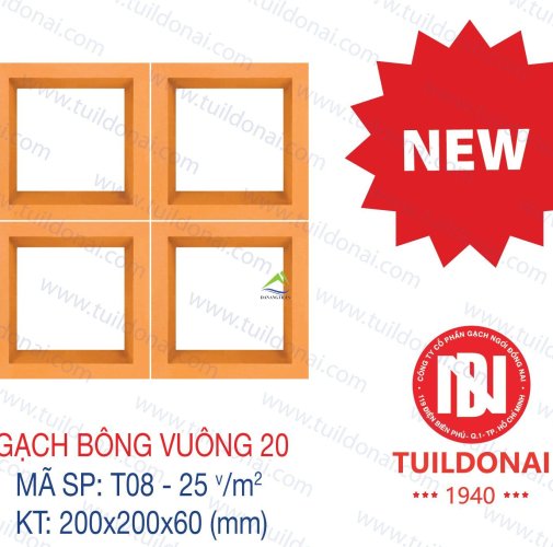 GẠCH THÔNG GIÓ VUÔNG 20 T08