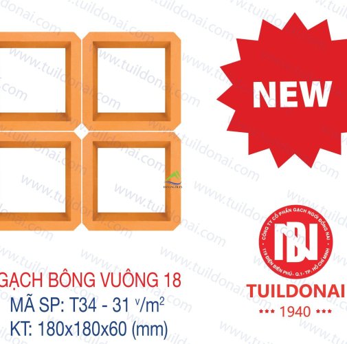 GẠCH THÔNG GIÓ BÔNG VUÔNG T34