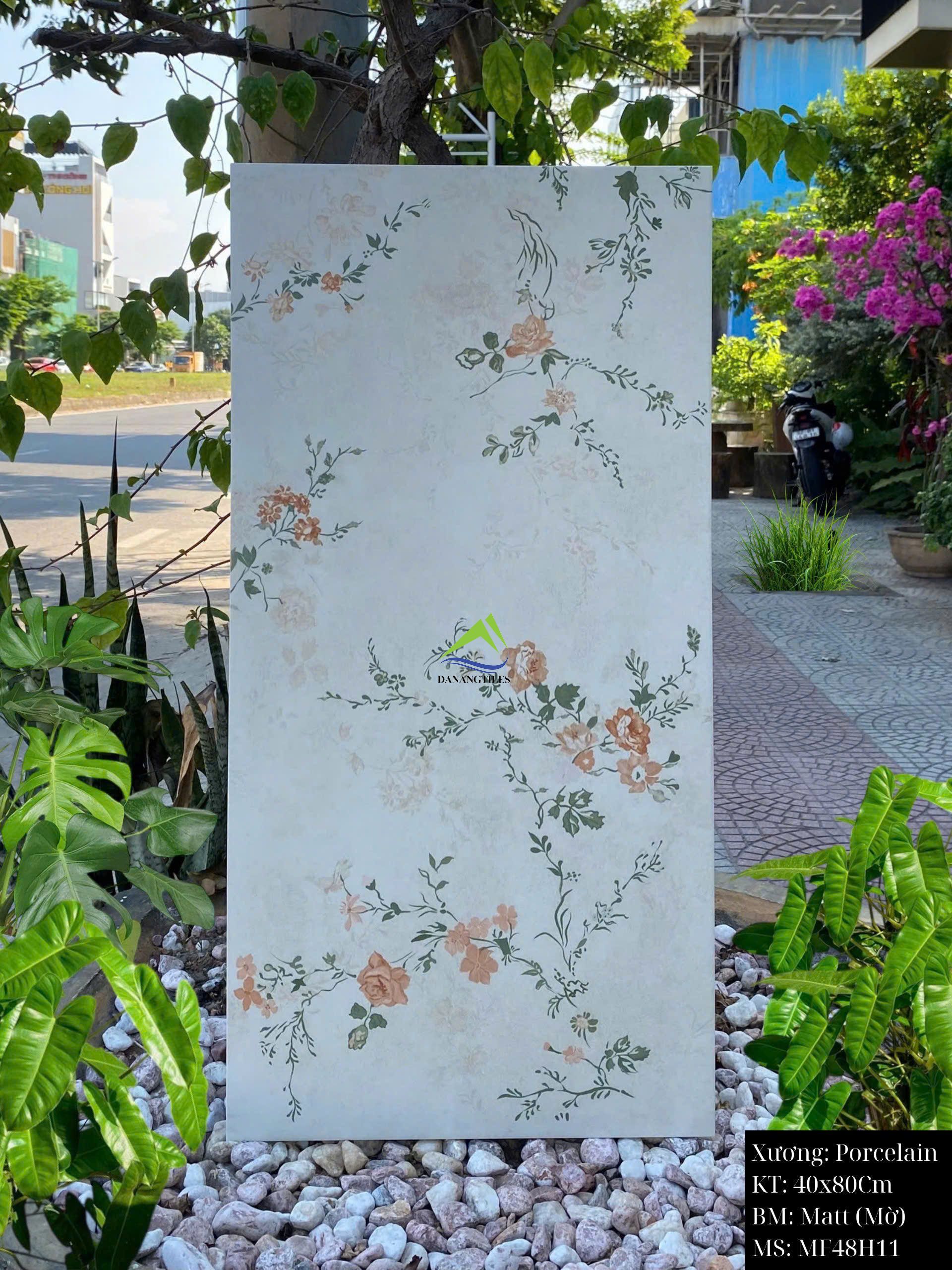 Gạch lá hoa men matt màu trắng MF48H11 – 40x80CM