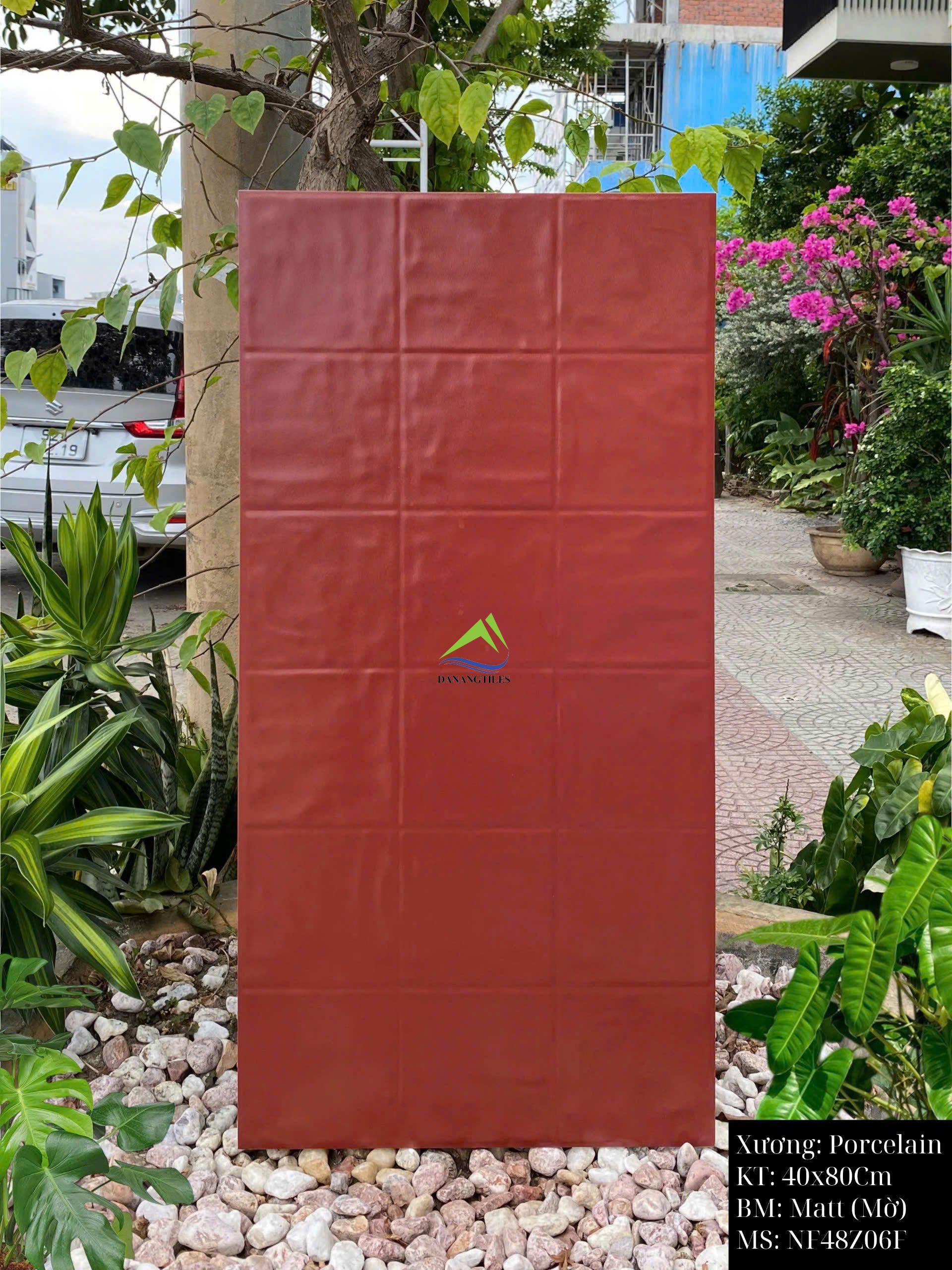 Gạch giả thẻ vuông men matt màu đỏ đất NF48Z06F – 40x80CM