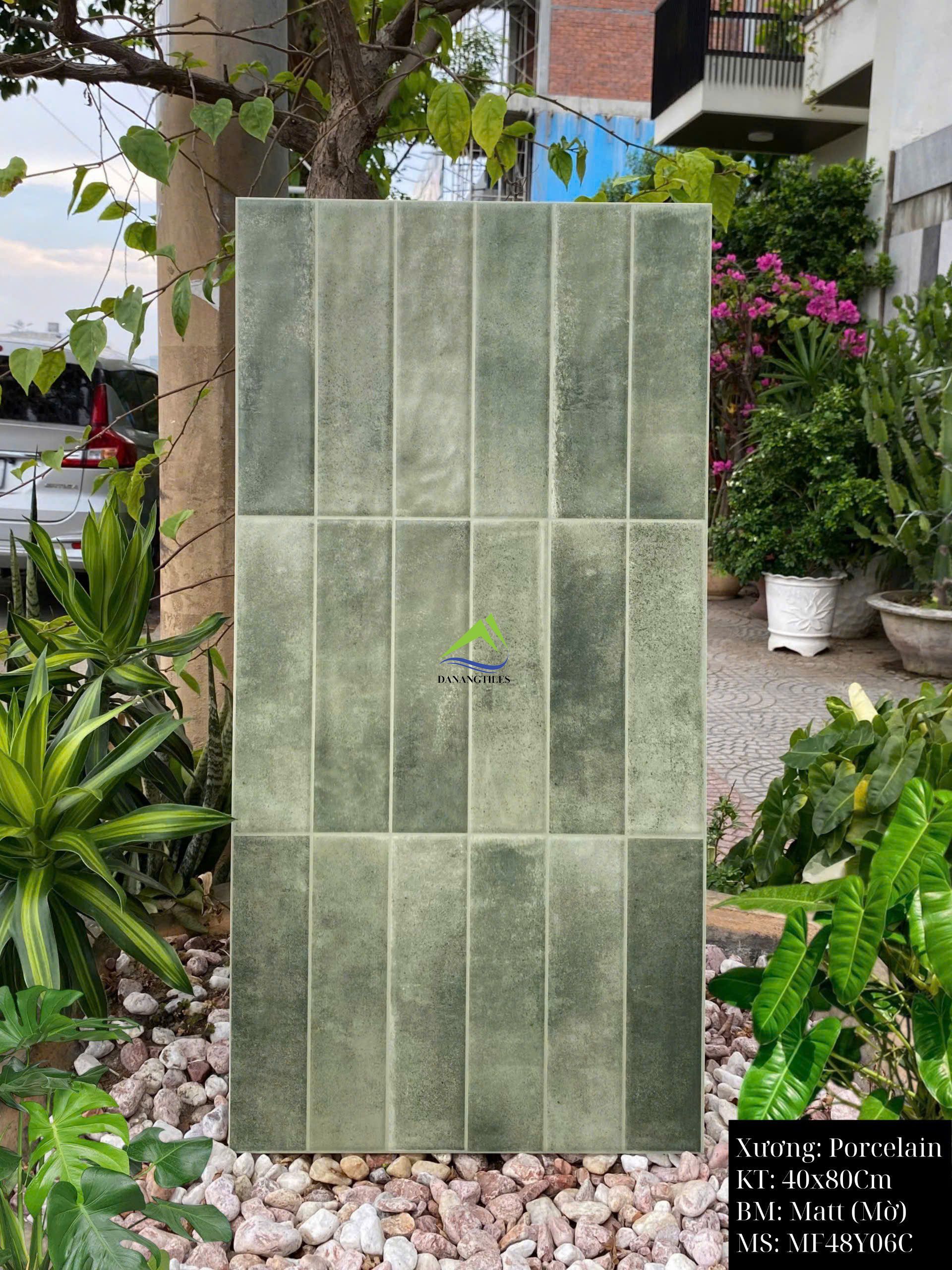 Gạch giả thẻ dài loang men matt mix màu xanh MF48Y06C –  40X80CM
