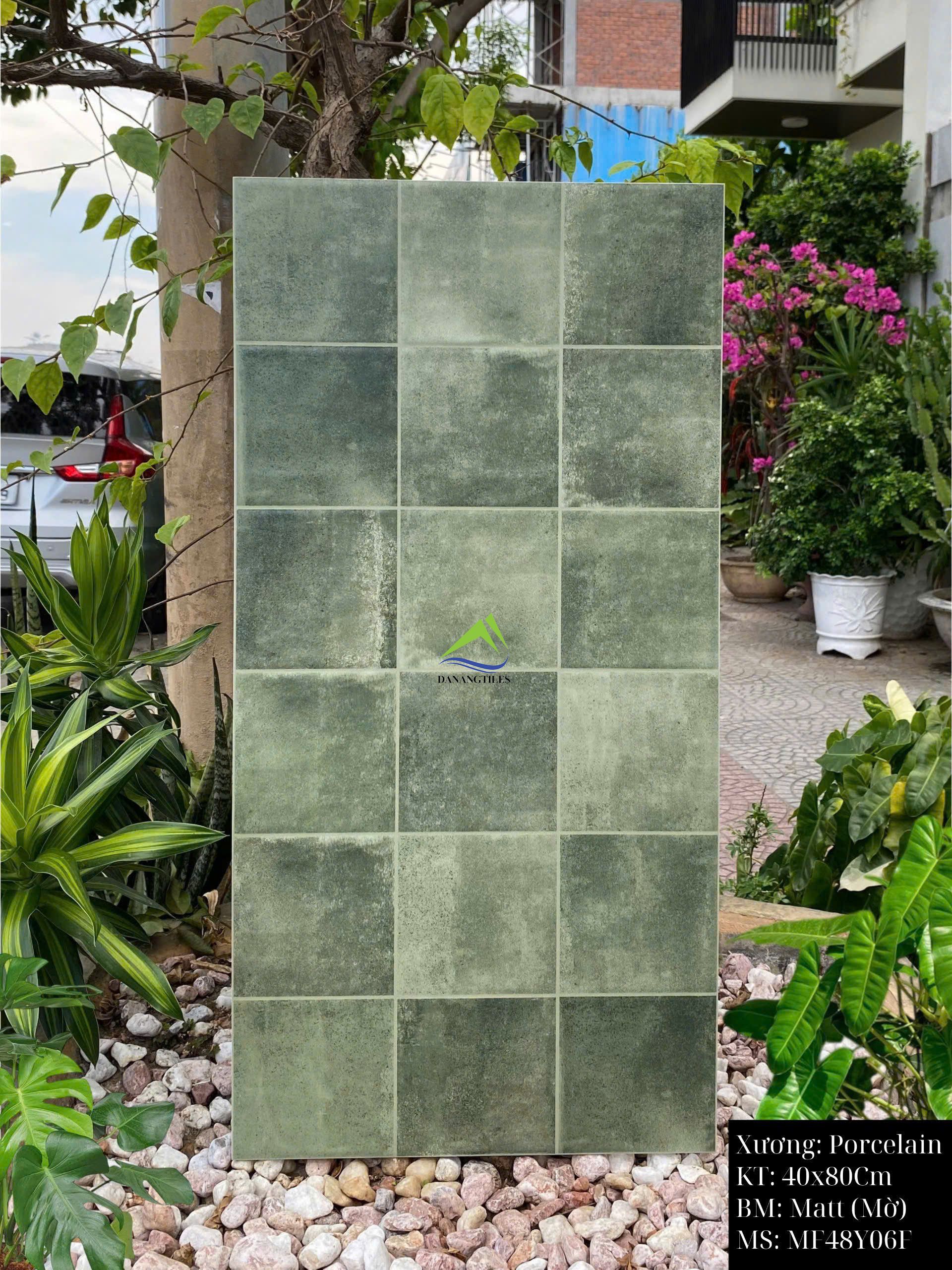 Gạch giả thẻ vuông loang men matt mix màu xanh MF48Y06F –  40x80CM