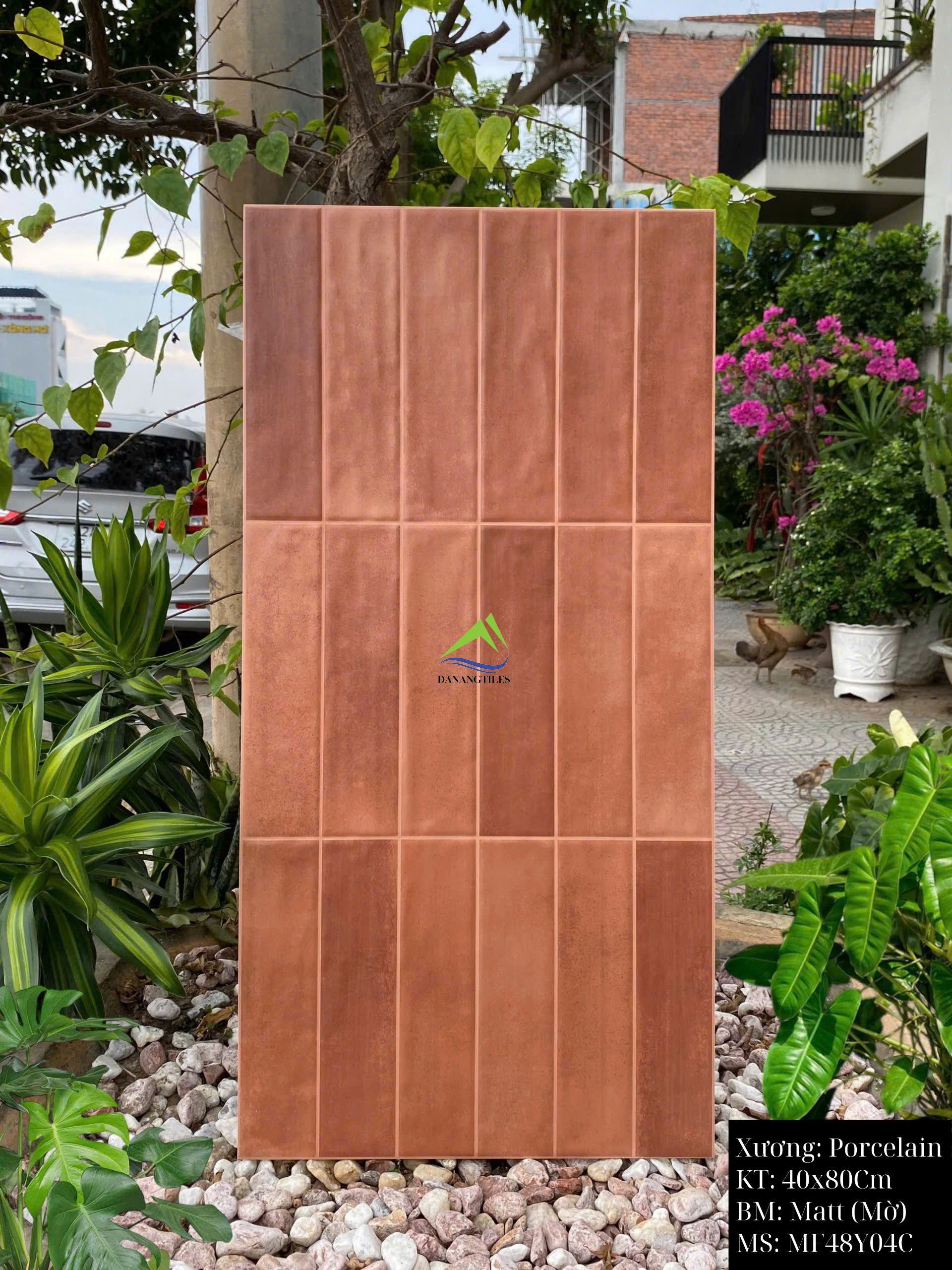 Gạch giả thẻ dài loang men matt mix màu nâu MF48Y04C –  40x80CM