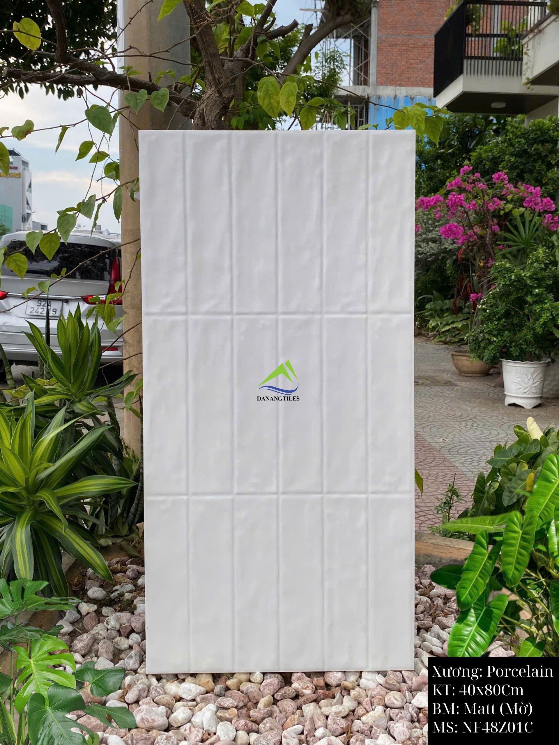 Gạch giả thẻ dài men matt trắng sứ NF48Z01C – 40x80CM