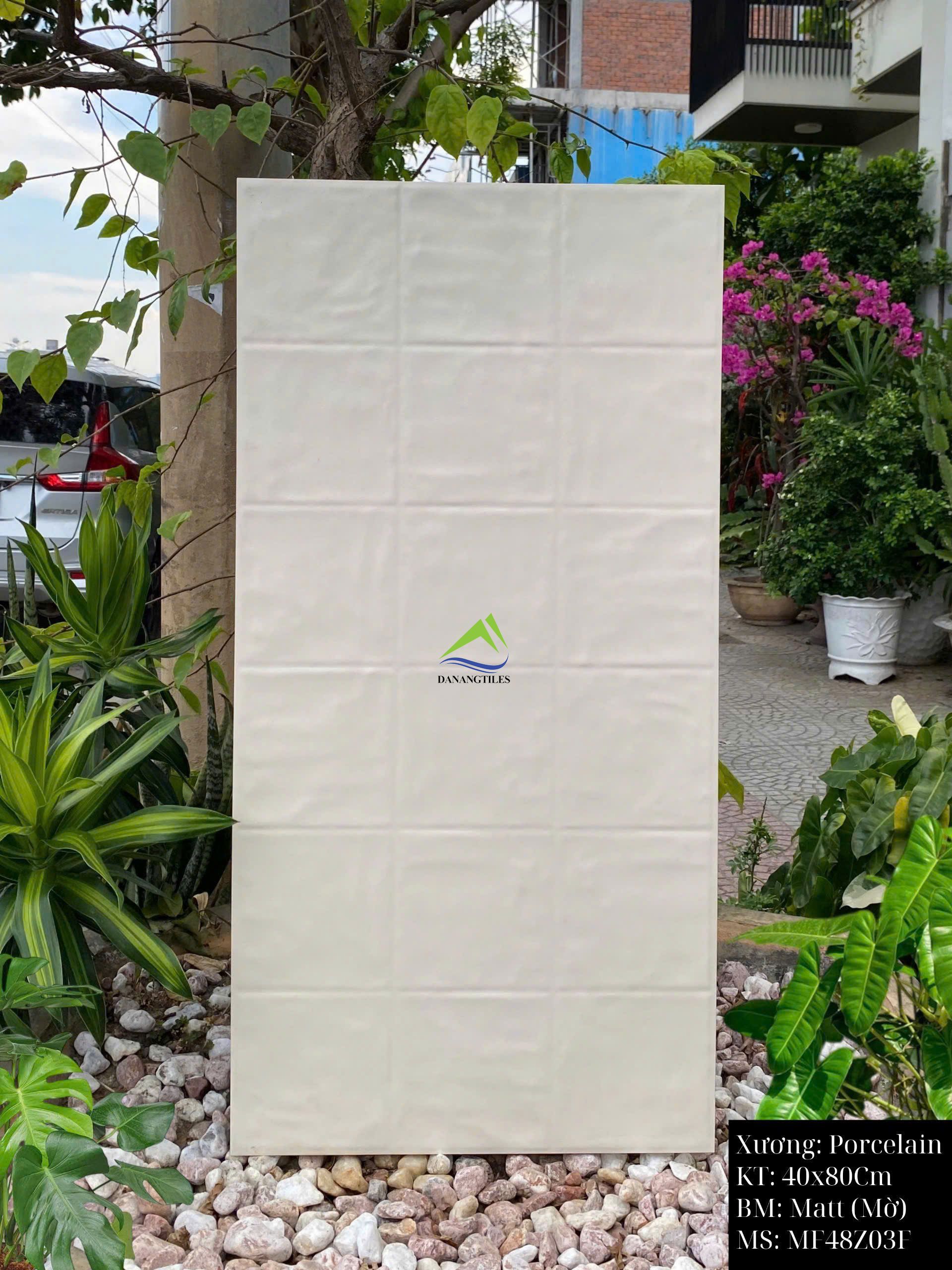 Gạch giả thẻ vuông men matt màu trắng sữa MF48Z03F – 40x80CM
