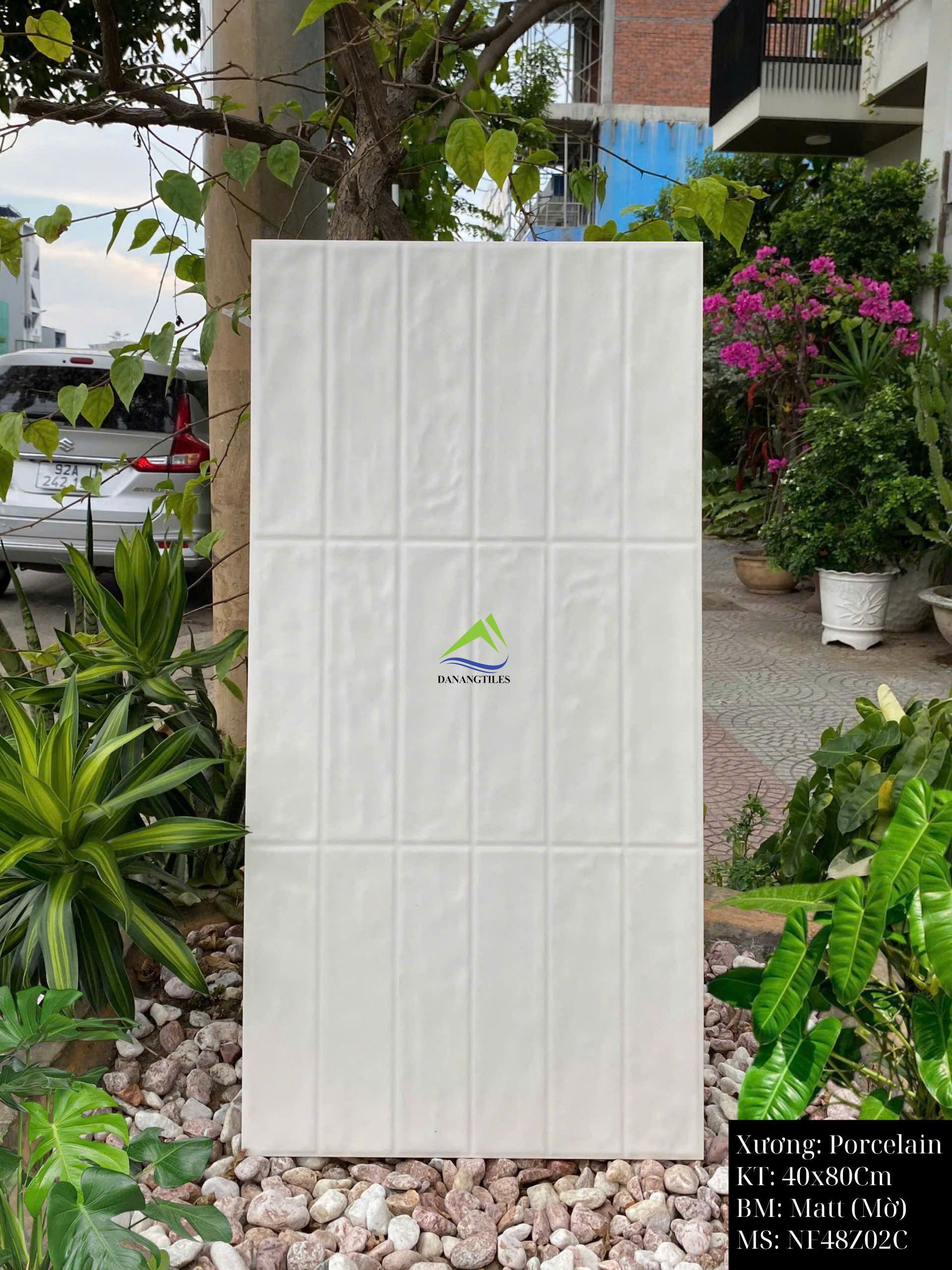 Gạch giả thẻ dài men matt màu trắng NF48Z02C – 40x80CM