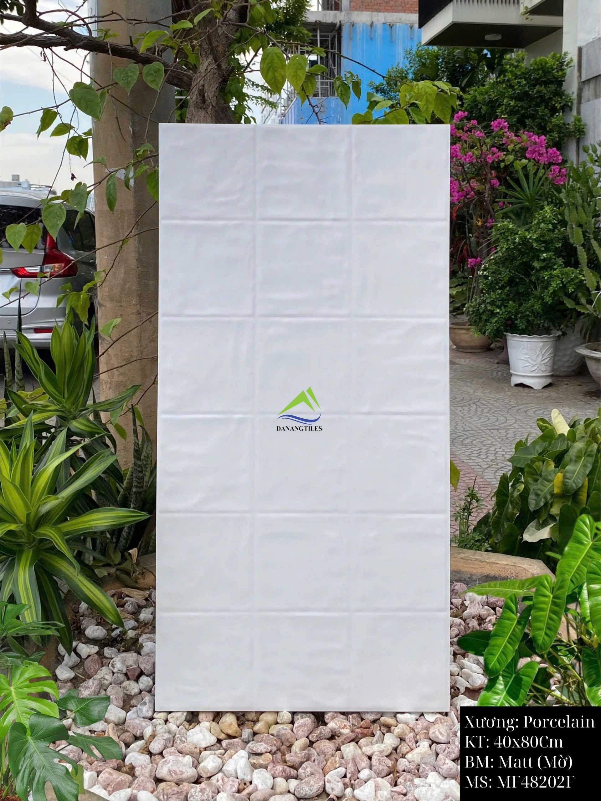 Gạch giả thẻ vuông loang men matt mix màu trắng sứ MF48202F – 40x80CM