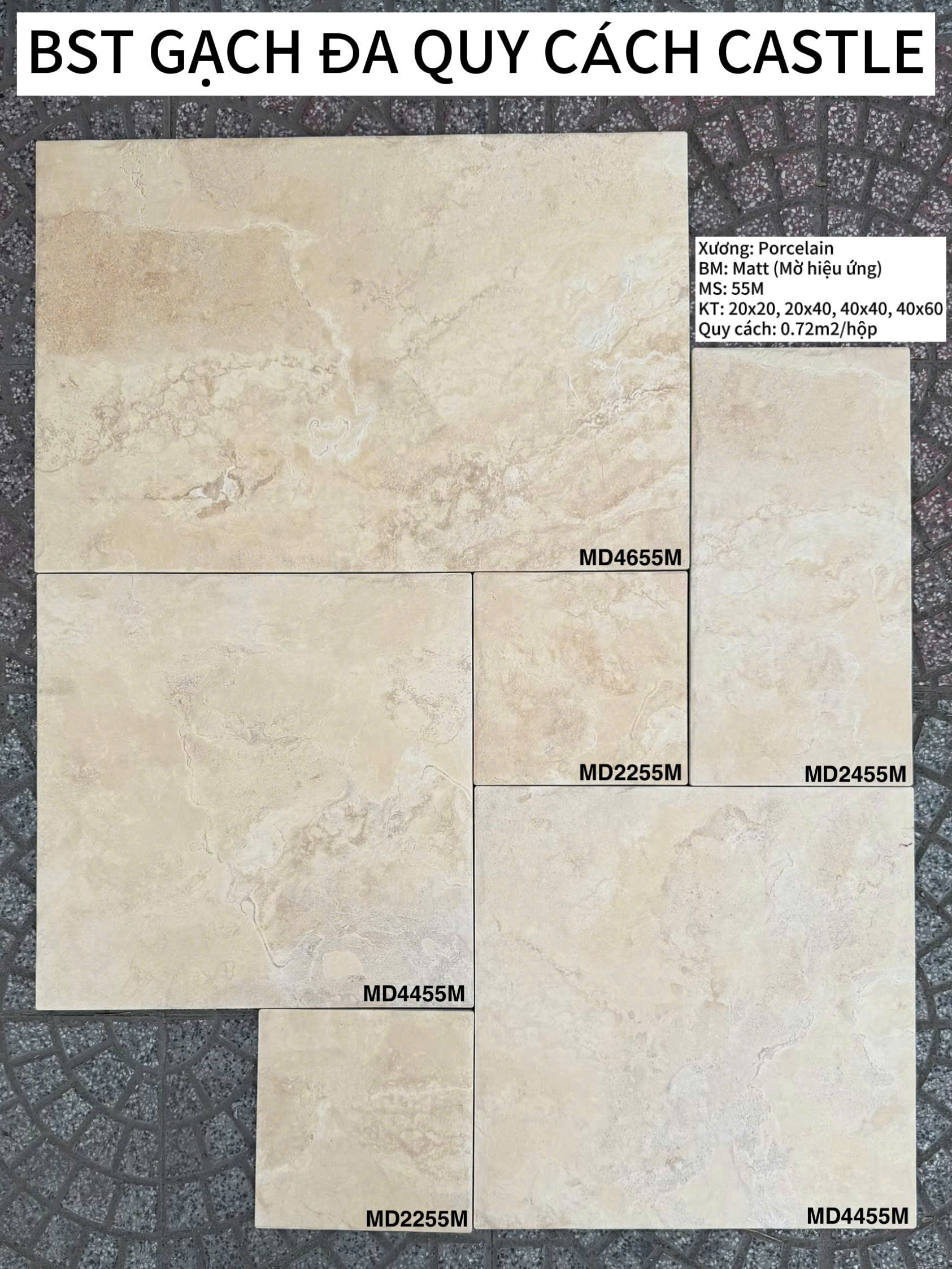 GẠCH MIX SIZE ĐA QUY CÁCH 55M